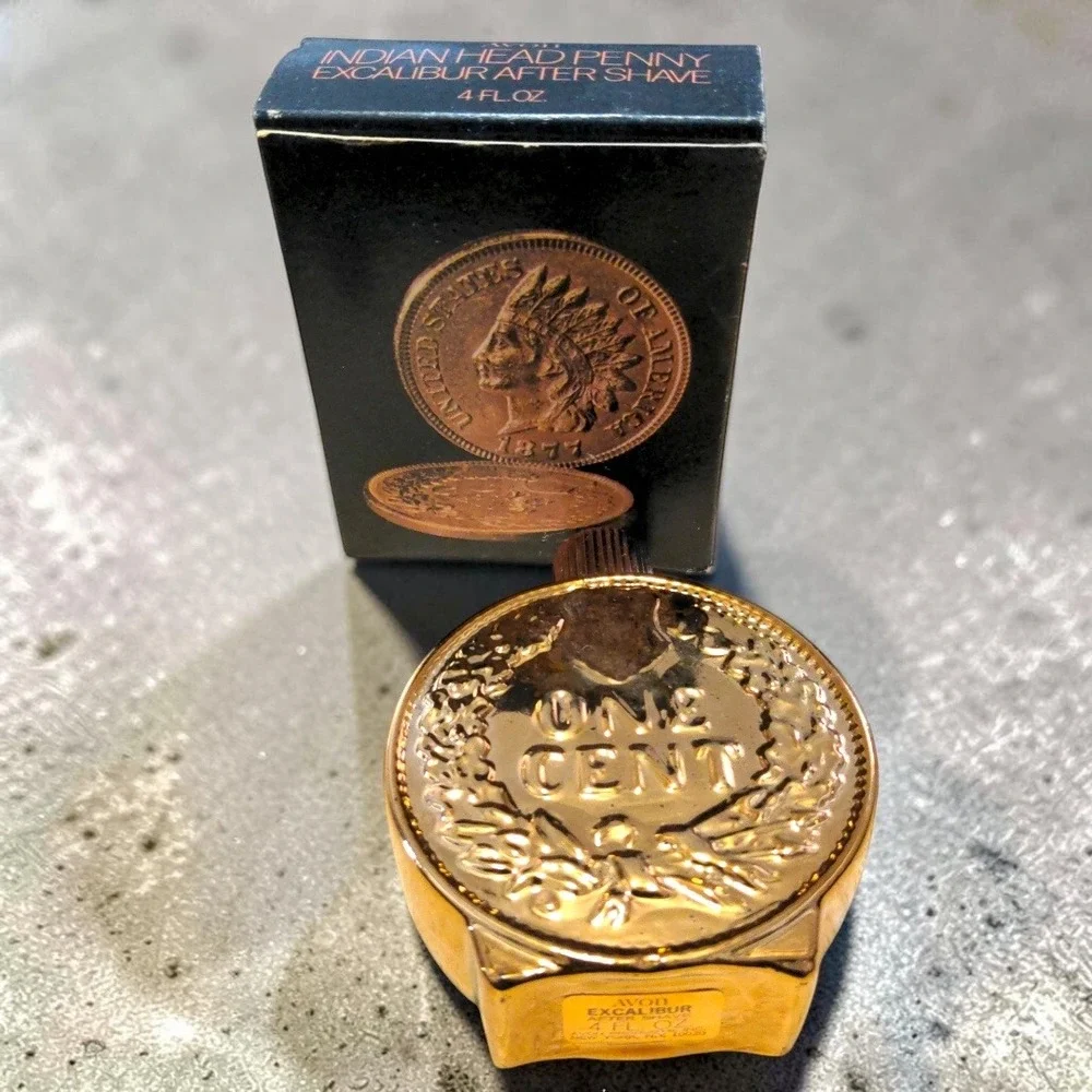 VTG Avon Indian Head Penny Excalibur After Shave 4 oz NOS New Unused Box 70s